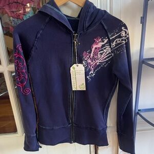 Green Apple Purple Yoga Fitted Zip Hoodie Top - Women’s S mall